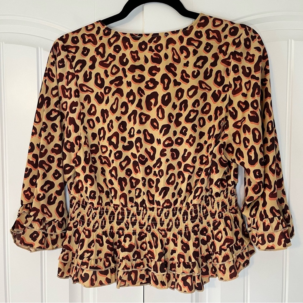 Scotch and Soda Aloha Hula Top Size Small Leopard Blouse Peplum - Picture 6 of 6